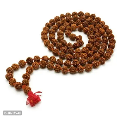 Ankita Gemstones Wood 5 Face Rudraksha Mala, (Brown)-thumb4