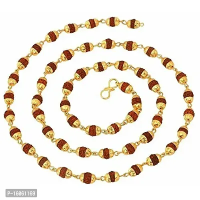 Bhumi Rudraksh Mala Shiva God Gold Plated Rudraksh Mala Long Chain for Men