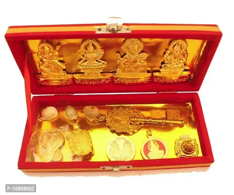 Acme Hands of Odisha Metal Shri Dhan Laxmi Kuber Bhandari Yantra with Trishakti Hanging (Gold)-thumb4