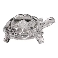 MANDISHA Creative Handicraft FENGSHUI Lucky Turtle Crystel Tortoise with Perfect Look Raund Tray Glassware Best Gifting Ideas and own use for Luck -Crystal Round Tray with Turtle-thumb3