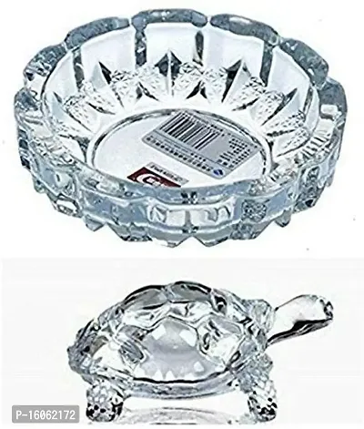 Home-Cart Glass Crystal Turtle Tortoise With Plate, Standard, Transparent