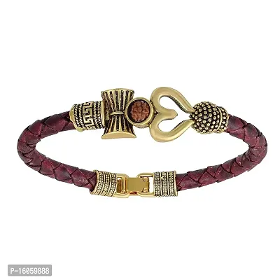 CResha Trishul Damru Mahadev Leather Bracelet for Men and Women-thumb3