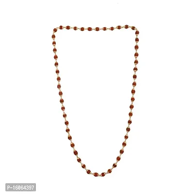 Shree shyam gems and jewellery Brass 5 Mukhi Rudraksha Cap Mala Necklace (Brown_0.2 Inch X 0.2 Inch X 0.2 Inch) For Unisex Adult