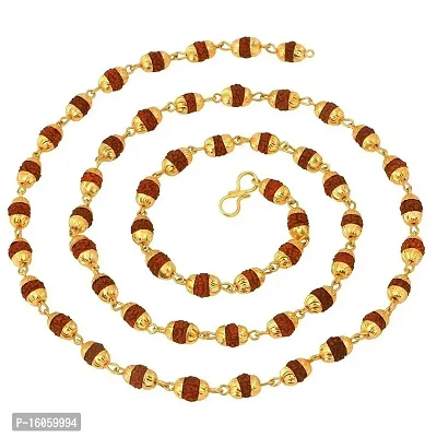 Abhishek Gold Plated Rudraksh Mala Long Chain for Men