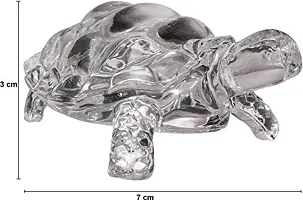 Trendz - Crystal Turtle Tortoise with Plate Decorative Showpiece - 7 cm (Crystal, White)-thumb3