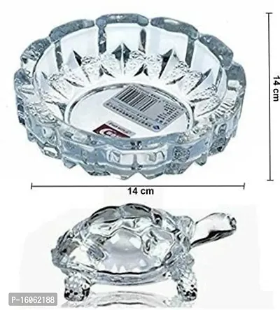 NV12 Collections Crystal Tortoise On Plate Showpiece for Good Luck Turtle Vastu Best Gift for Career and Luck Home Decor  Gifts, Tortoise for Good Luck for Home - 6 CM (Transparent)-thumb3