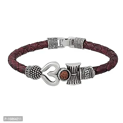 AASTHA IMAGINE Western Mans Bracelet Rakhi for Men Rudraksha Mahadev Damroo Trishul Bracelet Rakhi for Bhaiya Kids Men, Rudraksh Wrist Band Rakhi (OM Rudraksha Special Kada)