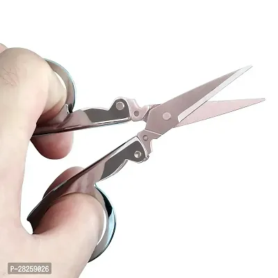 Stainless Steel Small Folding Foldable Portable Travel Scissors-Silver-thumb2