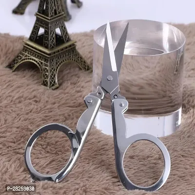 Foldable Small Scissors,Portable Mini Travel Scissor-Silver-thumb0
