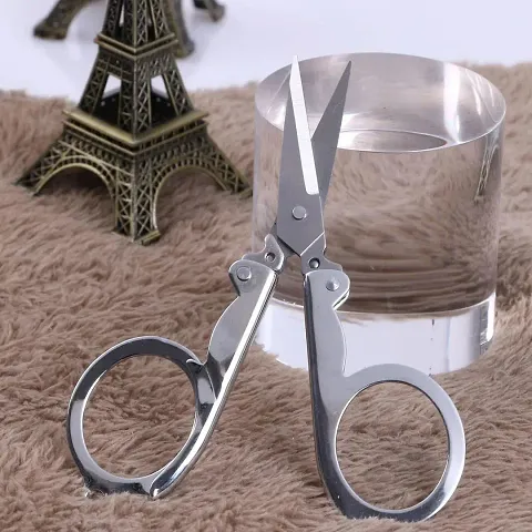 Foldable Small Scissors,Portable Mini Travel Scissor-Silver