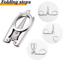 Stainless Steel Small Folding Foldable Portable Travel Scissors-Silver-thumb3