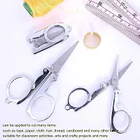 Stainless Steel Small Folding Foldable Portable Travel Scissors-Silver-thumb2