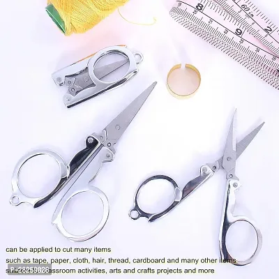 Stainless Steel Small Folding Foldable Portable Travel Scissors-Silver-thumb3