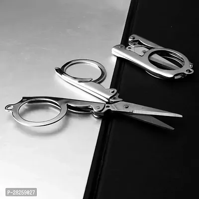 Folding Household Scissors Travel Scissors Portable Fishing Line Scissors-Silver