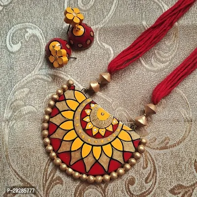 Stylish Red Brass Jewellery Set For Women