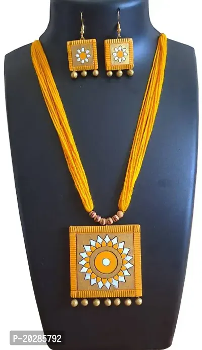 Stylish Yellow Brass Jewellery Set For Women
