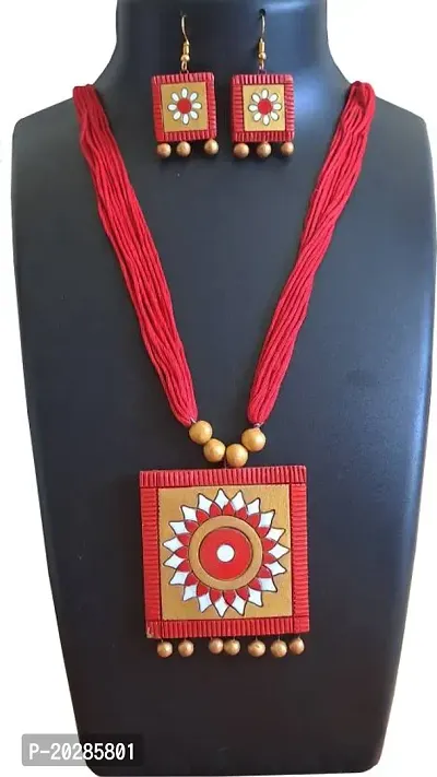 Stylish Red Brass Jewellery Set For Women-thumb0