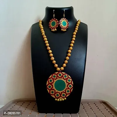 Stylish Maroon Brass Jewellery Set For Women