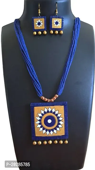 Stylish Blue Brass Jewellery Set For Women