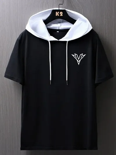 Stylish Polyester Hooded T-Shirt For Men