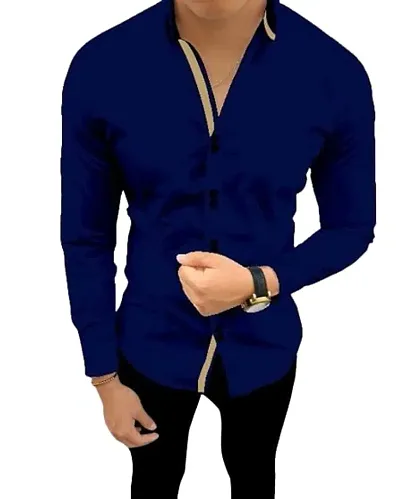 Mens Cotton Double Button Casual Solid Slim Fit Shirt for Men