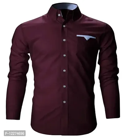 THE TAJKLA Men's Regular Fit Casual Shirt (TJ03_Maroon_X-Large)