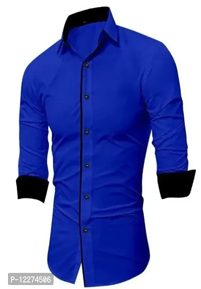 THE TAJKLA Men's Regular Fit Casual Shirt (TJ06_Blue_Medium)