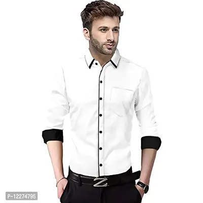 SUR-T Men's Cotton Casual Shirt for Men Full Sleeves (White, Medium)-thumb3