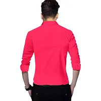 SUR-T Men's Cotton Double Button Casual Solid Slim Fit Shirt for Men (Dark Pink, X-Large)-thumb2