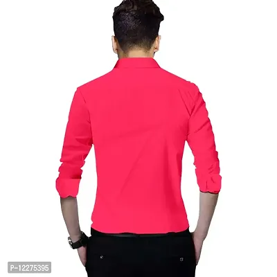 SUR-T Men's Cotton Double Button Casual Solid Slim Fit Shirt for Men (Dark Pink, X-Large)-thumb3