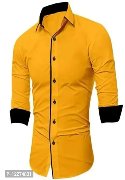 THE TAJKLA Men's Regular Fit Casual Shirt (TJ06_Orange_X-Large)