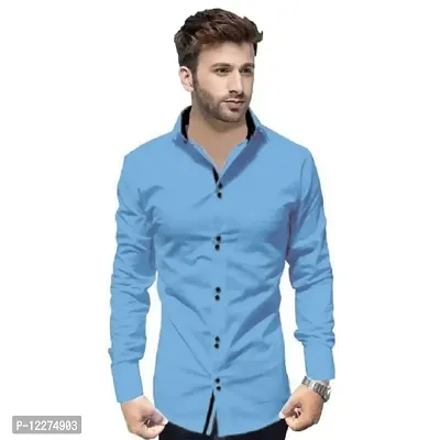 THE TAJKLA Men's Regular Fit Casual Shirt (Sky Blue_Medium)