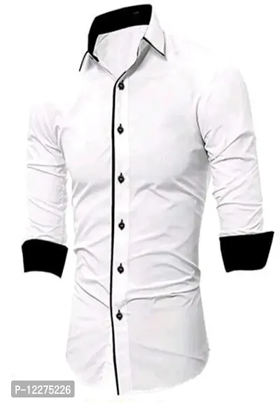 THE TAJKLA Men's Regular Fit Casual Shirt (TJ06_White_X-Large)