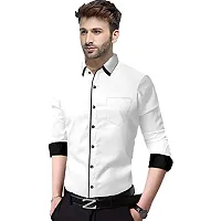 SUR-T Men's Cotton Casual Shirt for Men Full Sleeves (White, Medium)-thumb1