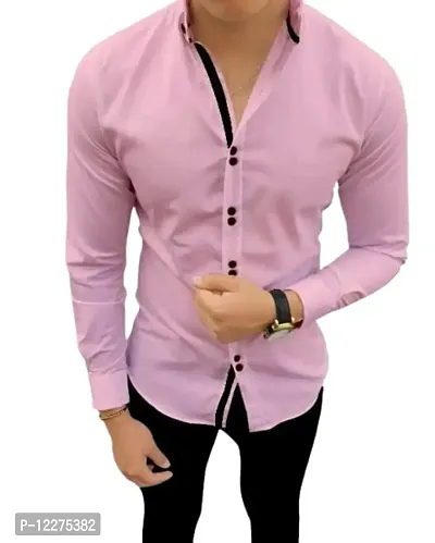 THE TAJKLA Men's Regular Fit Casual Shirt (TJ05_Pink_X-Large)-thumb0