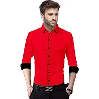 SUR-T Men's Cotton Casual Shirt for Men Full Sleeves (Red, Large)-thumb3