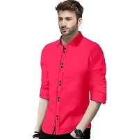 SUR-T Men's Cotton Double Button Casual Solid Slim Fit Shirt for Men (Dark Pink, X-Large)-thumb1