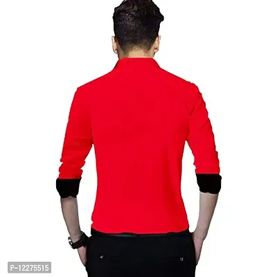 SUR-T Men's Cotton Casual Shirt for Men Full Sleeves (Red, Large)-thumb2