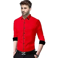 SUR-T Men's Cotton Casual Shirt for Men Full Sleeves (Red, Large)-thumb2