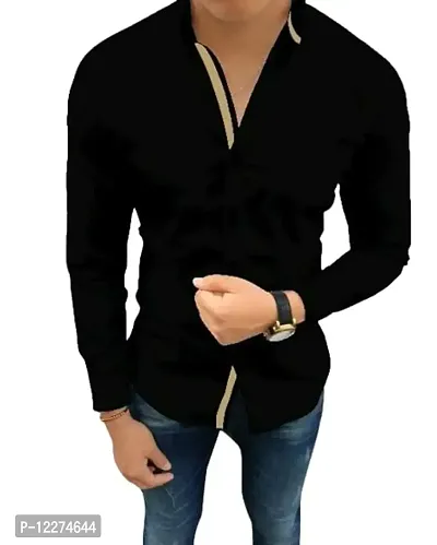 THE TAJKLA Men's Regular Fit Casual Shirt (TJ05_Black_Medium)