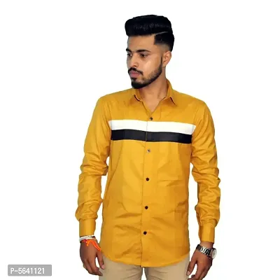 Stylish Cotton Blend Mustard Casual Shirt