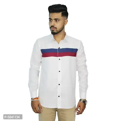 Stylish Cotton Blend white Casual Shirt For Men