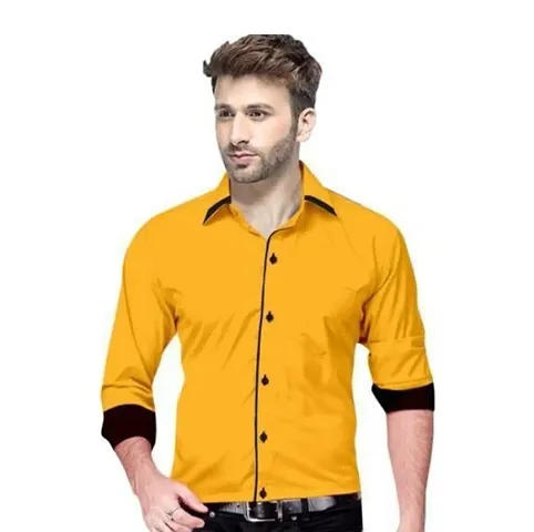 Mens Cotton Solid Slim Fit Casual Shirt