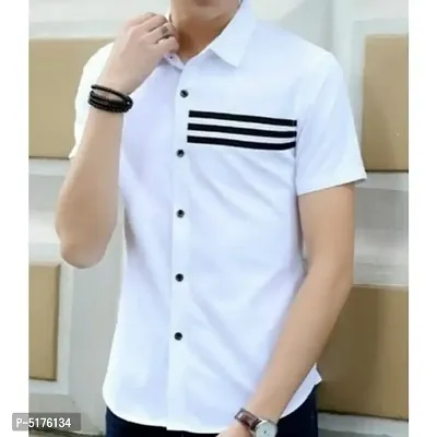 Stylish Cotton Blend White Casual Shirt For Men