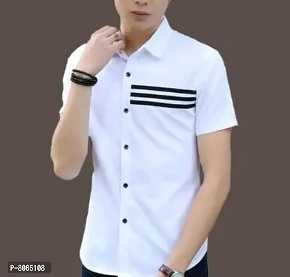 Elegant Cotton Blend Short Sleeves Casual Shirts For Men-thumb0