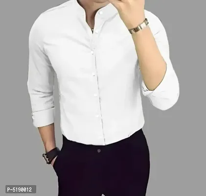 Stylish Cotton Blend White Casual Shirt For Men-thumb0