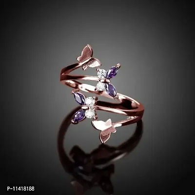 Vendsy Copper Silver Plated Butterfly Adjustable Ring for Women and Girls-thumb3