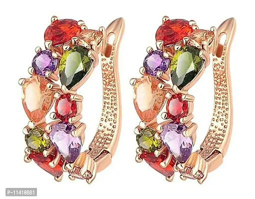 University Trendz Gold Plated Multi-Color Stone Earring for Girls and Women