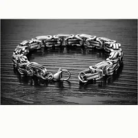 University Trendz Stainless Steel Silver Plated Braid Link Fashionable Bracelet for Boys and Mens-thumb3