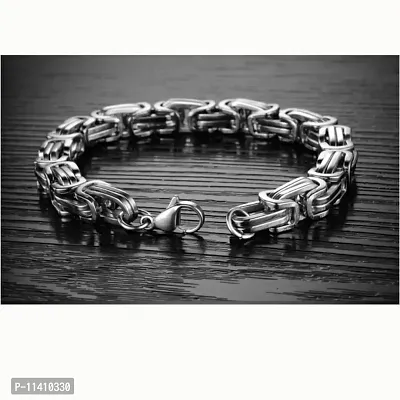 University Trendz Stainless Steel Silver Plated Braid Link Fashionable Bracelet for Boys and Mens-thumb4